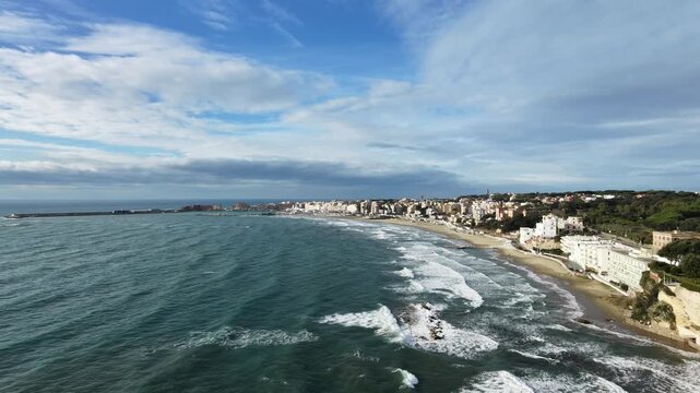 Aerial Drone View of Anzio Coastline in Italy