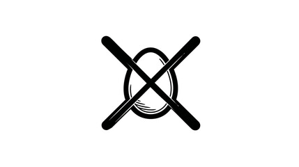 Egg-free diet icon: No eggs symbol for food allergy warning, dietary restriction, nutrition, and healthy eating concept.