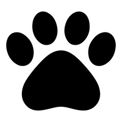 Animal paw print icon silhouette symbol for pet care, veterinary, wildlife tracking, logo, sign, design