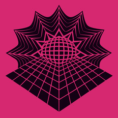 Distorted grid shapes isolated. Retrofuturistic warped mesh grid. Curved mesh abstract elements. Retro punk design element. Vector curve surface background. © Designer As HasiB