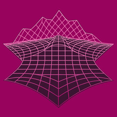 Distorted grid shapes isolated. Retrofuturistic warped mesh grid. Curved mesh abstract elements. Retro punk design element. Vector curve surface background. © Designer As HasiB