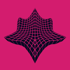 Distorted grid shapes isolated. Retrofuturistic warped mesh grid. Curved mesh abstract elements. Retro punk design element. Vector curve surface background. © Designer As HasiB