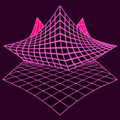 Distorted grid shapes isolated. Retrofuturistic warped mesh grid. Curved mesh abstract elements. Retro punk design element. Vector curve surface background. © Designer As HasiB