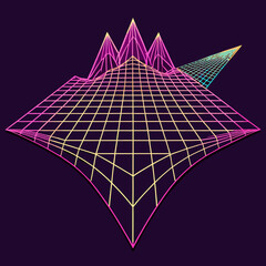 Distorted grid shapes isolated. Retrofuturistic warped mesh grid. Curved mesh abstract elements. Retro punk design element. Vector curve surface background. © Designer As HasiB