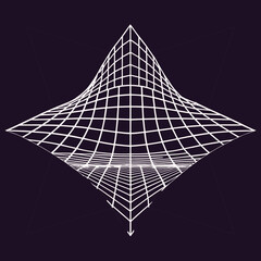 Distorted grid shapes isolated. Retrofuturistic warped mesh grid. Curved mesh abstract elements. Retro punk design element. Vector curve surface background. © Designer As HasiB