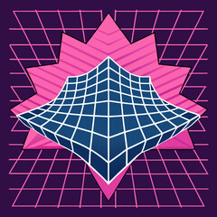 Distorted grid shapes isolated. Retrofuturistic warped mesh grid. Curved mesh abstract elements. Retro punk design element. Vector curve surface background. © Designer As HasiB