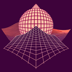 Distorted grid shapes isolated. Retrofuturistic warped mesh grid. Curved mesh abstract elements. Retro punk design element. Vector curve surface background. © Designer As HasiB