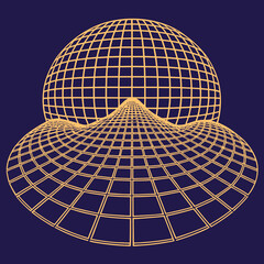 Distorted grid shapes isolated. Retrofuturistic warped mesh grid. Curved mesh abstract elements. Retro punk design element. Vector curve surface background. © Designer As HasiB