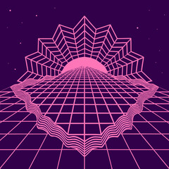 Distorted grid shapes isolated. Retrofuturistic warped mesh grid. Curved mesh abstract elements. Retro punk design element. Vector curve surface background. © Designer As HasiB