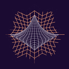 Distorted grid shapes isolated. Retrofuturistic warped mesh grid. Curved mesh abstract elements. Retro punk design element. Vector curve surface background. © Designer As HasiB