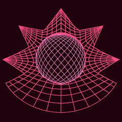 Distorted grid shapes isolated. Retrofuturistic warped mesh grid. Curved mesh abstract elements. Retro punk design element. Vector curve surface background. © Designer As HasiB