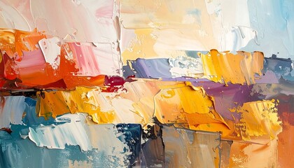 Abstract Oil Painting Texture with Thick Brushstrokes and Vibrant Colors.