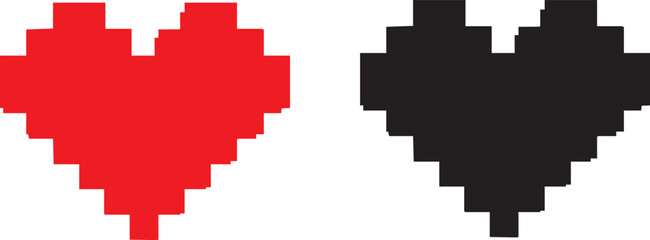 Fototapeta premium Pixelated Heart Design Vector Red and Black Silhouette