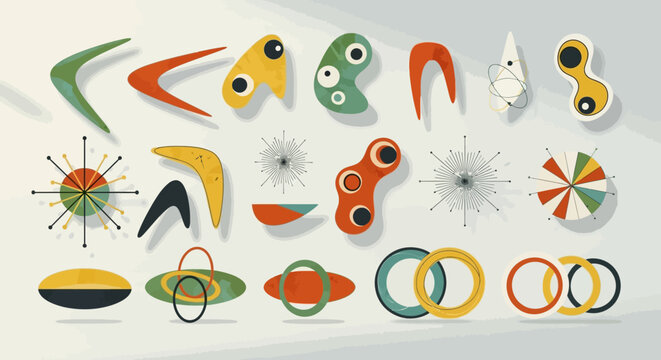 Mid Century Modern Graphic Elements Collection