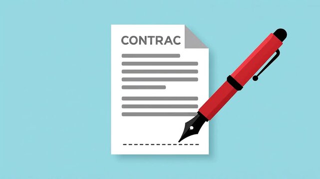 Contract Document on Blue Background