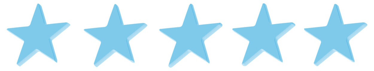 Fototapeta premium 3D Blue Star Rating Icon Set, Review Feedback and Quality Rating Symbols for UI Design – Transparent Background