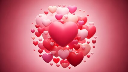 Valentine's day heartfelt wishes with pink and red hearts