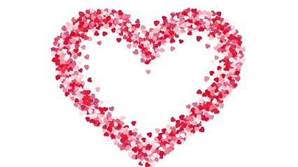 Valentine's day heart with red and pink confetti background