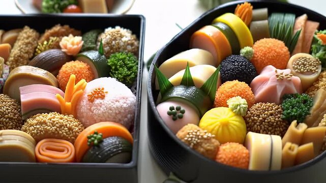 Japanese Osechi Ryori - A Traditional New Years Feast in Bento Boxes.