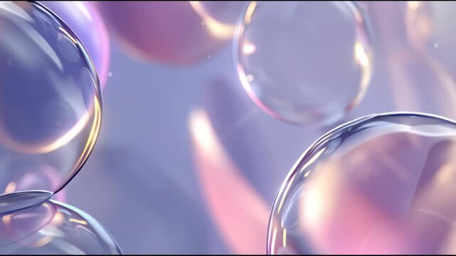 Abstract close-up of luminous spheres with gentle pastel lighting and soft focus, creating a dreamy and ethereal background effect