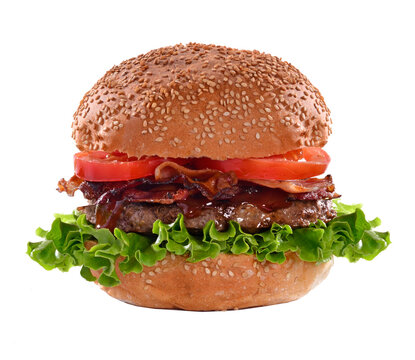 Classic Burger isolated on transparent layered background