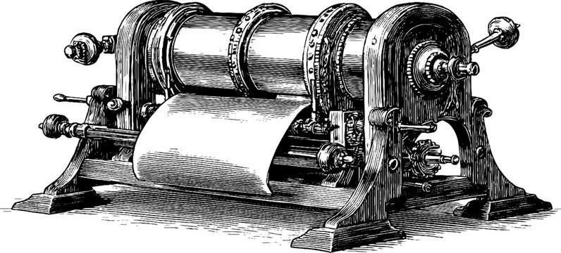Vintage electrical coil experimental device engraving for scientific design