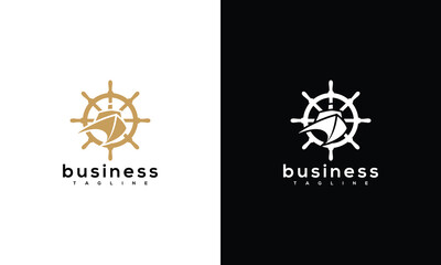 Nautical Ship Steering Wheel Logo Design - Modern Maritime Business Brand Icon.