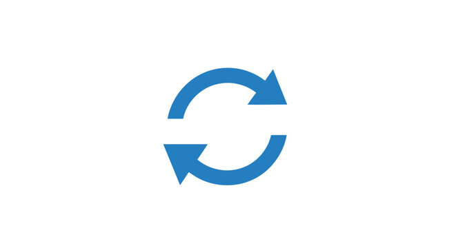 Blue Refresh or Recycle Arrows Icon, Update and Circular Process Symbol, isolated white background.
