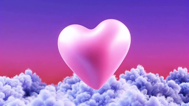 Pink heart floating above the clouds