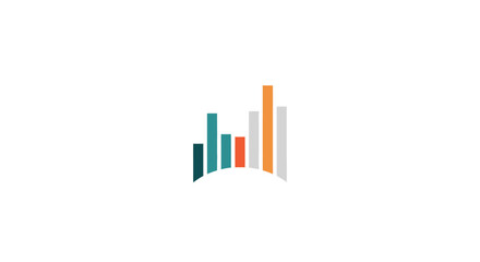 Abstract Bar Graph Showing Growth Trend Icon, isolated white background.