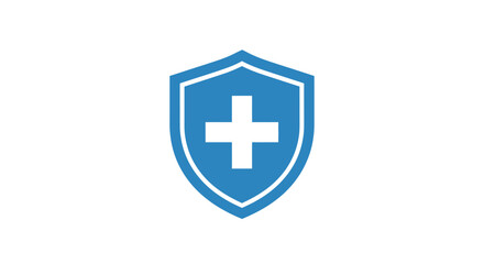 Obraz premium Medical Shield with Plus Sign Icon Representing Health Protection, First Aid, and Healthcare Services on Isolated White Background.