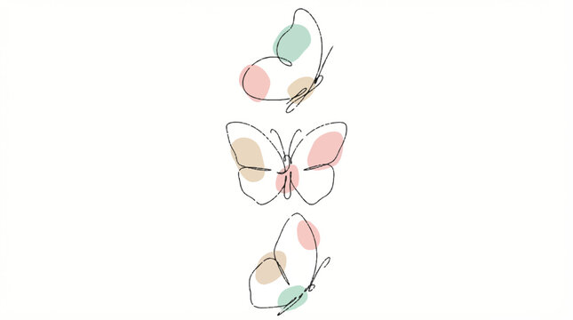 colorful butterflies with abstract shapes on wings flying together in air