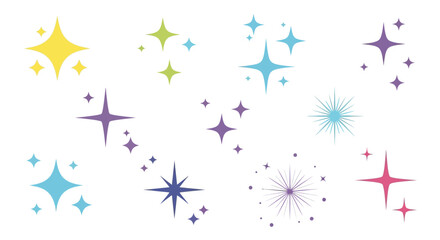 Colorful Star Shapes Illustration Set on White Background.