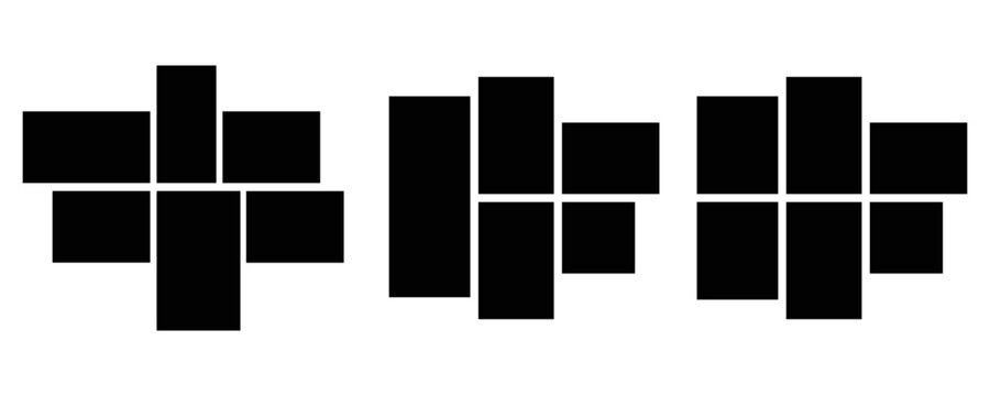 Asymmetrical 6 photo collage vector illustration. Tiles pattern for web and mockup presentation. Collage templates, Comics page grid layout abstract photo frames. pattern photo template collage.eps.10