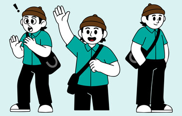 cool boy design character beanie