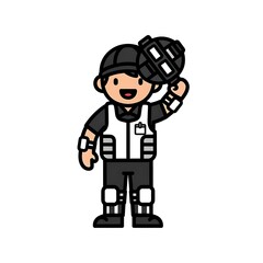 Fototapeta premium Cartoon Electrician Character with Safety Gear.