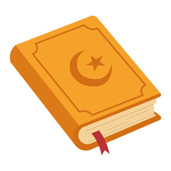 Islamic Holy Book Illustration with Crescent and Star