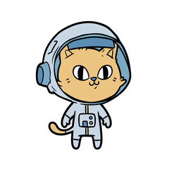 Obraz premium Cute Astronaut Cat Mascot Cartoon Vector for Kids Space Theme, Sticker Design, App Icon, Nursery Art and Friendly Character Branding