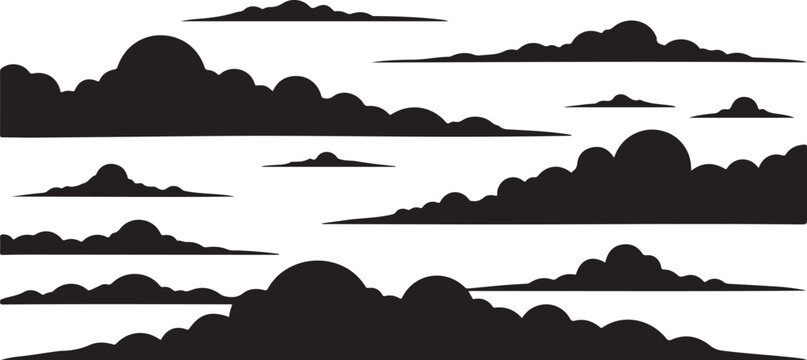 Black clouds silhouette on white background vector illustration set