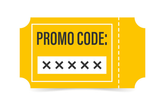 A coupon with a promo code. A discount coupon. A promo code template for web marketing.