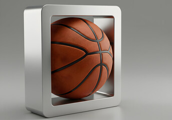 Basketball in metal frame illustration
