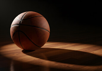 Basketball on hardwood court