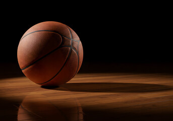 Basketball on hardwood floor