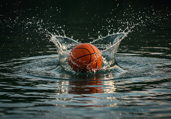 Basketball splash in water