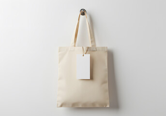 Beige canvas tote bag mockup