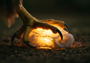 Bird talon holding luminous stone