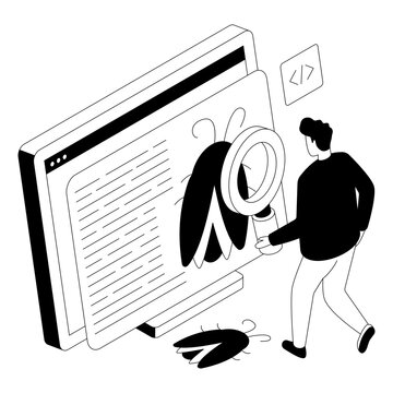      Virus under magnifying glass, bug testing 