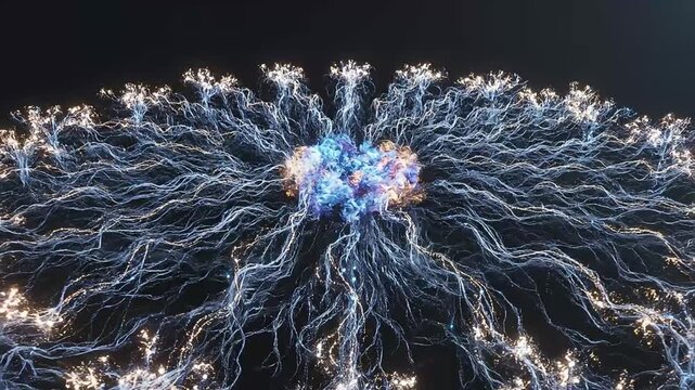 Neural Network Firing Electrical Signals.
