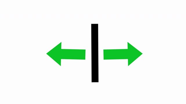 Horizontal Split Arrows Animation Indicating Separation or Expansion in Opposite Directions