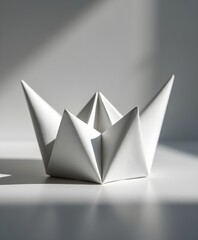 Monochrome Origami Shapes Against Contrasting Gradient Light